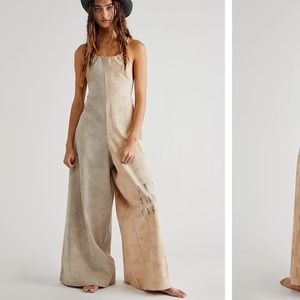 Free People Prairie Love Song One-Piece Vintage Wide Leg Jumpsuit M